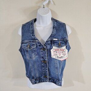 Guess Women's Air Wash Western Cropped Jean Vest - Size M